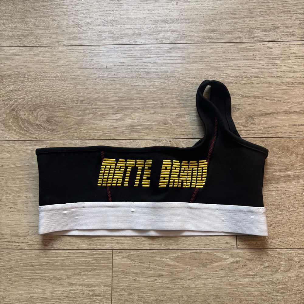 MATTE BRAND Caution Knit Crop Top in Black